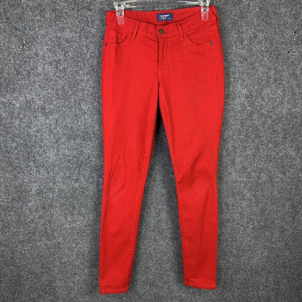 Old Navy Rockstar Jeans Women 2 Regular Red Skinny Mid-rise